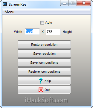 ScreenRes – 保存恢复屏幕分辨率和桌面图标
