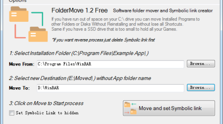 移动软件程序安装位置节省C盘空间 – FolderMove 汉化绿色版