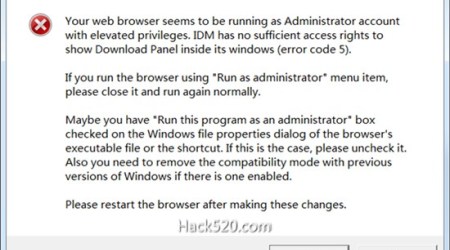IDM 下载浮动条无管理员权限：Your web browser seems to be…解决方法