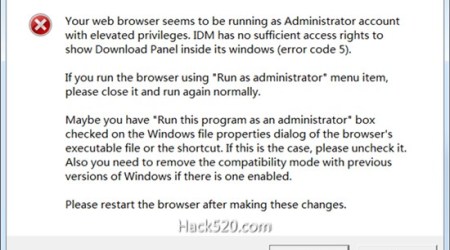 IDM 下载浮动条无管理员权限：Your web browser seems to be…解决方法